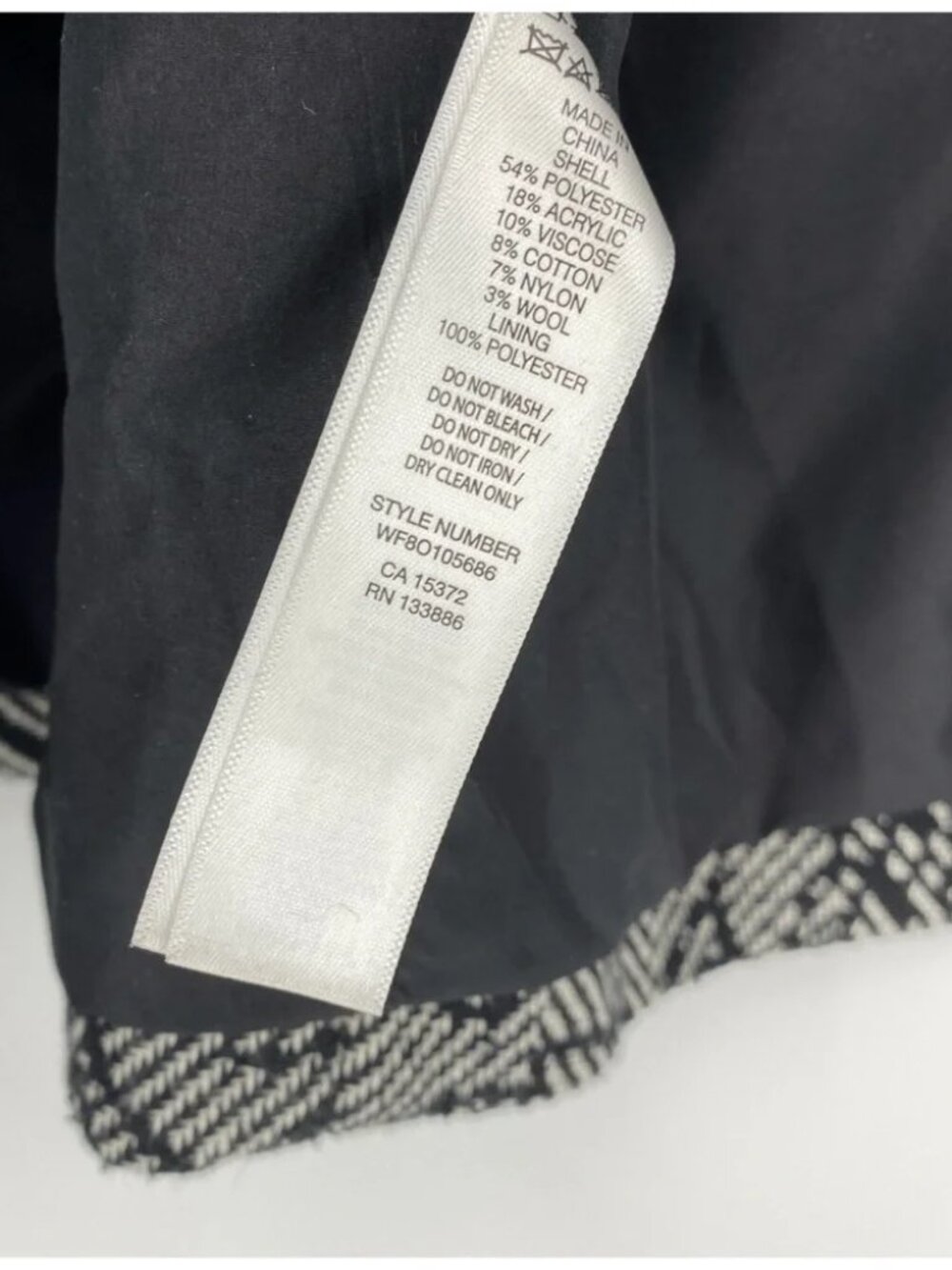 Joe Fresh Jacquard Herring Bone & Floral Print Coat Black & Cream Size L - Picture 8 of 8